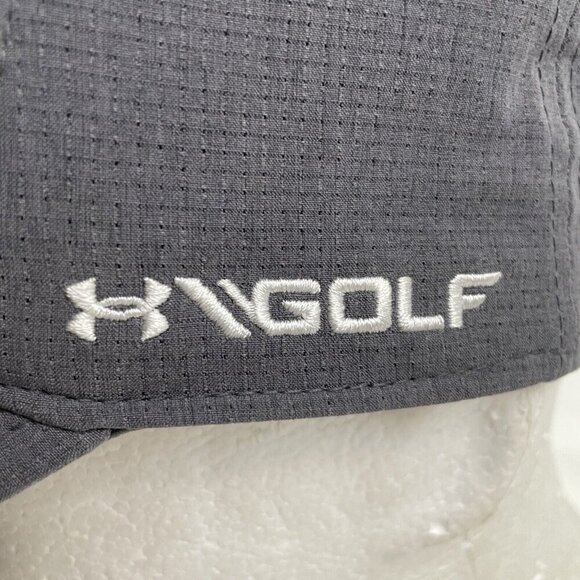 Under Armour UA Golf Hat Gray Lightweight Stretch Fitted M/L Golf White Logo - Picture 6 of 11